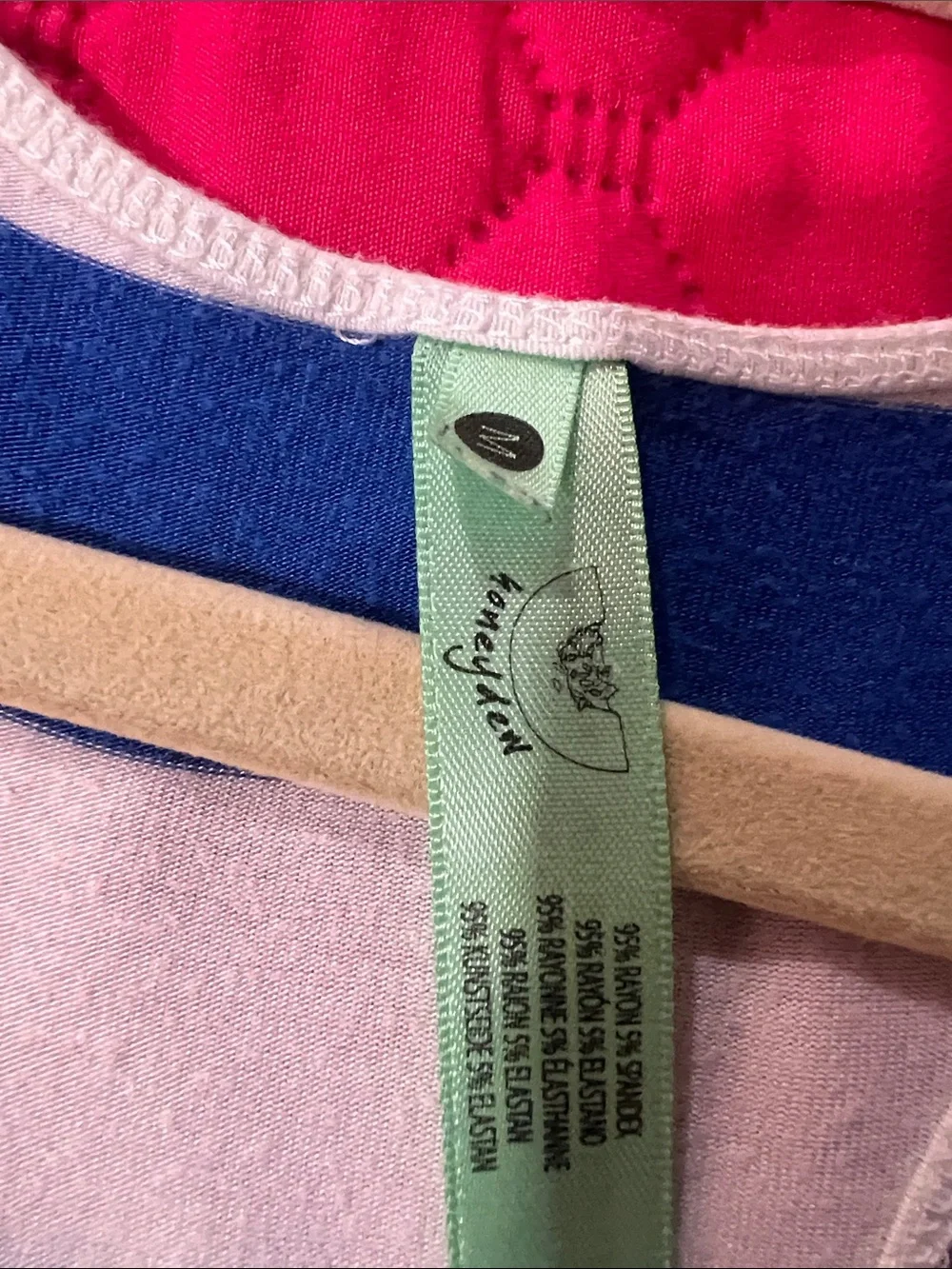 Honeydew Intimates Blue and White Striped Romper with Pink Trim - Picture 2 of 6